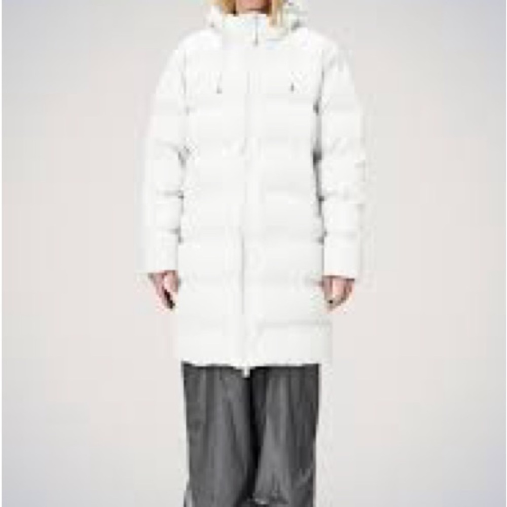 Rains White Puffer Jacket